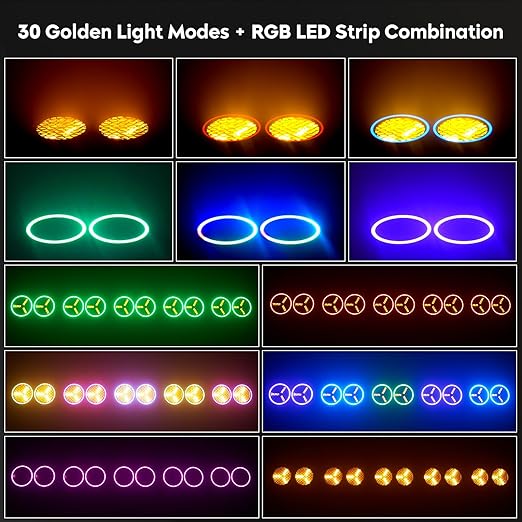 200W Stage Lights 6 COB Spotlights 102 RGB LEDs Ring Strap