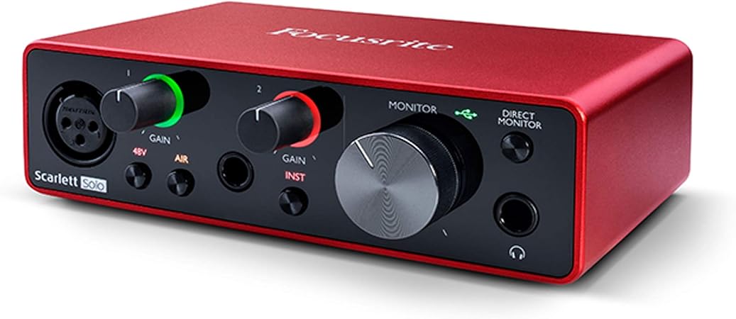 Focusrite Scarlett Solo 3rd Gen USB Audio Interface for Guitarists, Vocalists, Podcasters or Producers to record and playback studio quality sound