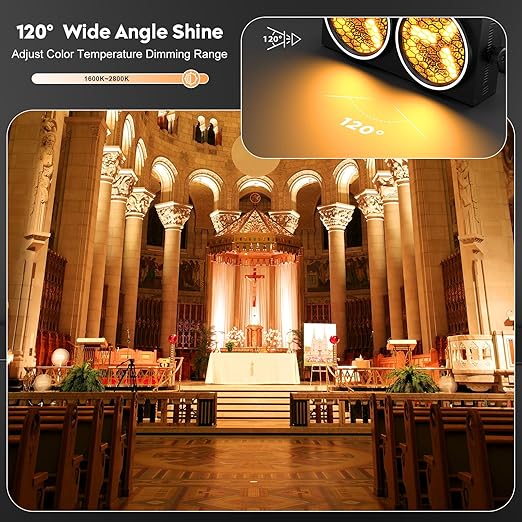 200W Stage Lights 6 COB Spotlights 102 RGB LEDs Ring Strap