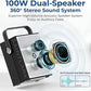 100W Powerful Voice Amplifier with 2 Wireless Microphones, Big Pro Sound Portable Speaker with Microphone, Bluetooth Speaker PA System Karaoke Machine Support BT/USB/TF Card/Aux/Guitar S99