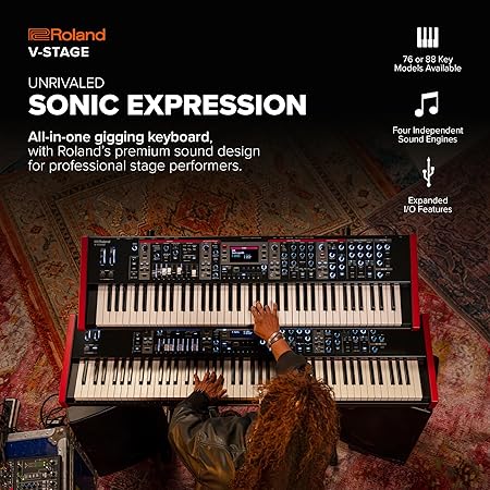 Roland V-STAGE 88 | Premium 88-Key Weighted Digital Keyboard | Ideal for Piano-Focused Players | Four Independent Sound Engines | Advanced Modeling Technology & Sound Customization