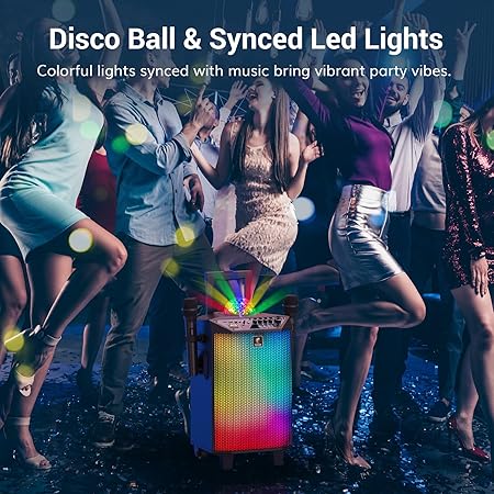 Wireless Karaoke Machine for Adults, TONOR PA System Portable Bluetooth Singing Speaker with Dual Wireless Microphones Microfono, Disco Ball for Home Karaoke, Party, Class and Church K20