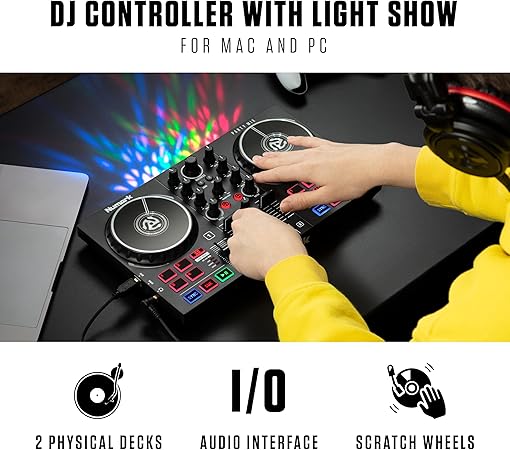 Numark Party Mix DJ Controller with Lights, 2 Decks, Mixer, Audio Interface and (Serato Lite)